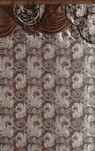 Miniatura 2 de GLORY RUGS Juego de cortinas de jacquard de lujo con cenefa adjunta y respaldo, para dormitorio, sala de estar, comedor, 2 cortinas beige, 55 x 84