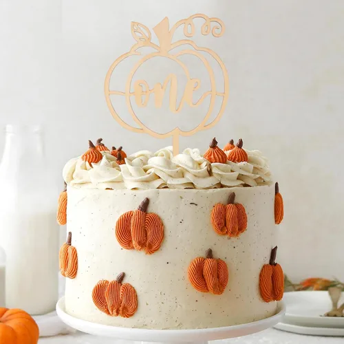 Miniatura 4 de Decoración de calabaza de madera para tartas – Decoración de fiesta de calabaza de Halloween, decoración de fiesta de Halloween, suministros