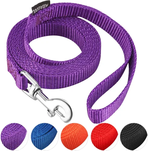 Miniatura 9 de AMAGOOD 6 pies de correas para cachorros/perros, correa de estilo tradicional resistente con gancho de cuello fácil de usar, correa para perros Negro