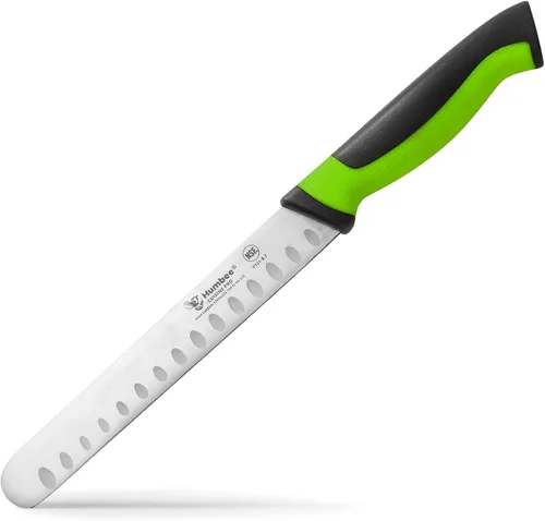 Miniatura 19 de Cuchillo de chef de 8 pulgadas con borde Granton para rebanar jamón y carne de pavo Certificado NSF Hoja de acero inoxidable alemán Mango