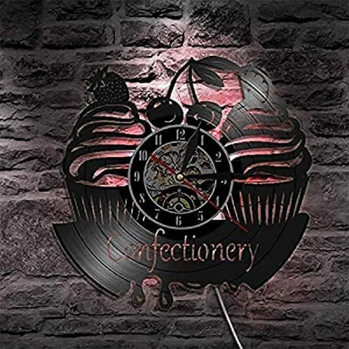 Miniatura 4 de Sweets - Lámpara de pared contemporánea para colgar, reloj con diseño de dulces navideños, relojes de panadería, decoración de pared, idea de disco