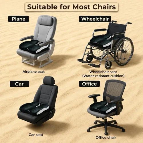 Miniatura 6 de Cojines de Gel para Asiento de Sillas de Oficina, Cojín para Silla de Ruedas para Sentarse Largo, Dolor de Espalda, Cojín de Espuma Viscoelástica