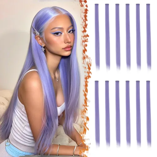 Miniatura 18 de BARSDAR Extensiones de cabello negro con clip, extensiones de cabello con clip de color para mujer, 22 pulgadas, 12 piezas, extensiones sintéticas