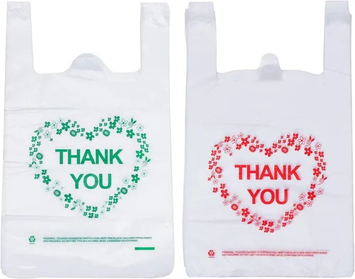 Miniatura 9 de LazyMe Thank You - Bolsas para camisetas de plástico blancas con asas, tamaño estándar de supermercado, 12 x 20 pulgadas (100 unidades)