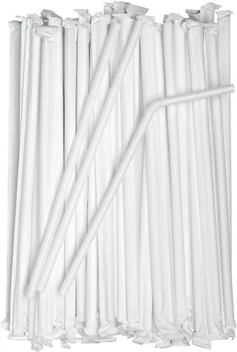 Miniatura 4 de Comfy Package Pajitas flexibles de plástico desechables envueltas individualmente, sin BPA, color blanco (paquete de 380)