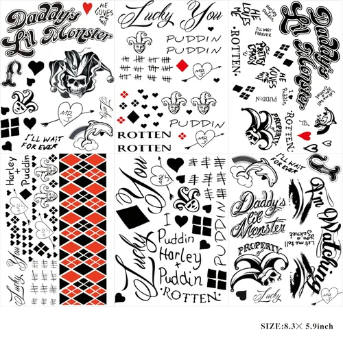 Miniatura 2 de JEEFONNA 22 hojas de tatuajes temporales de Halloween HQ Joker, disfraces perfectos para Halloween, accesorios de fiesta de Halloween y cosplay
