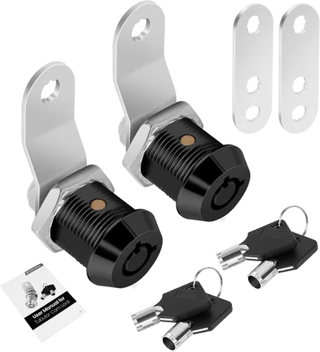 Miniatura 25 de Paquete de 2 cerraduras de caja de herramientas con llaves, cerradura de leva para gabinete de 5/8 pulgadas con llave maestra, cerradura de repuesto