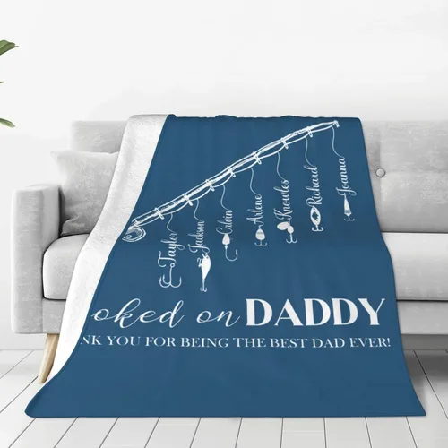 Miniatura 14 de Manta personalizada para papá con nombres de niños de 1 a 10 años, manta con texto en inglés "Thank You for Being The Best Dad Ever", para el Día
