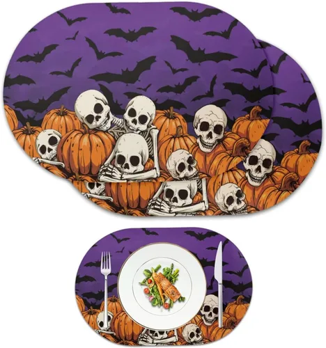 Miniatura 35 de Ghost Placemats Set of 2 Wipeable Faux Leather 12X18 Inch Waterproof Non-Slip Mats Spooky Table Decor Heat Resistant for Scary Dinner Party Fantasma