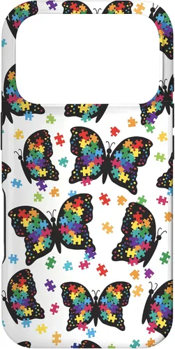 Miniatura 30 de Funda con patrón de rompecabezas de mariposa para iPhone 17