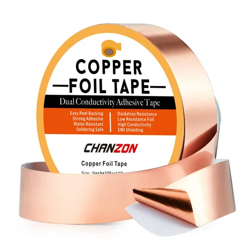Miniatura 14 de CHANZON Cinta de lámina de cobre de 0.236 in 1/4 pulgadas x 66 pies, adhesivo conductor de doble cara para vidrieras, soldadura, electricidad