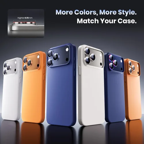 Miniatura 6 de Hoerrye Protector de lente de cámara para iPhone 17 Pro Max/17 Pro - [Vidrio templado superior 9H+ - grado militar de 12 pies] HD Invisible Fit Gris