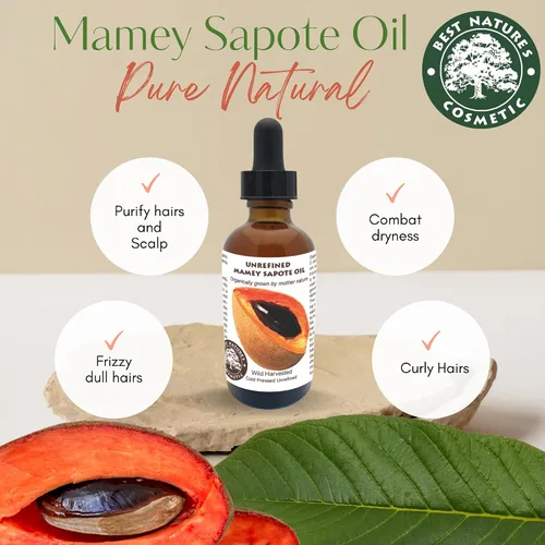 Miniatura 4 de Best Nature's Cosmetics Mamey Sapote Oil Organic - revitaliza la piel seca y el cabello con un control profundo de la humedad y el encrespamiento.