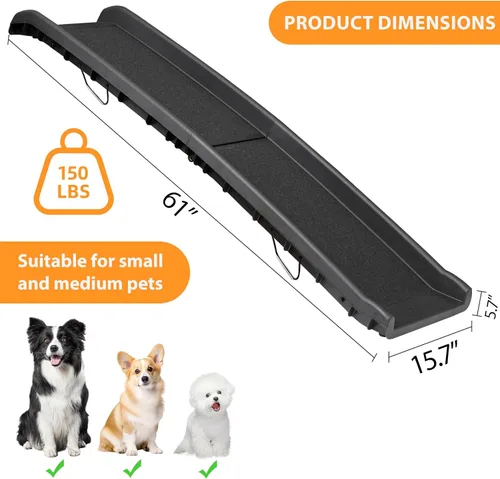 Miniatura 3 de JupiterForce Rampa plegable para perros para automóvil, rampa antideslizante para mascotas con superficie de alta tracción, rampas portátiles
