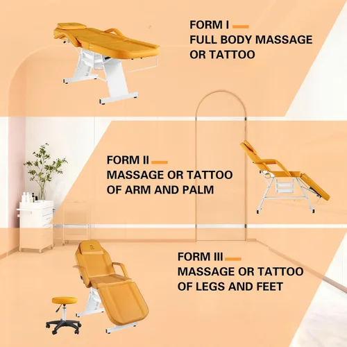 Miniatura 10 de Silla facial mesa de masaje de 73 pulgadas, cama de masaje multiusos de 3 secciones, silla de tatuaje profesional, equipo de spa para spa facial