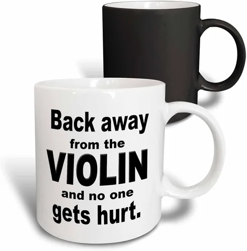 Miniatura 9 de 3dRose Back Away From The Violin And No One Gets Hurt - Taza negra de dos tonos, 11 onzas