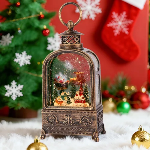Miniatura 8 de Globo de nieve de Papá Noel de Navidad, linterna de globo de nieve musical con luces y temporizador de 6H, alimentado por batería y USB, globos