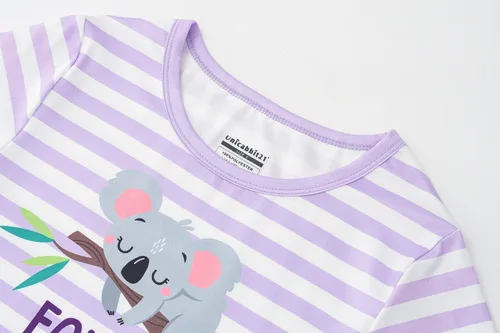 Miniatura 2 de Pijamas de verano para niñas, de manga corta y pantalones cortos de lunares, conjunto de pijamas para niños grandes, talla 6-16