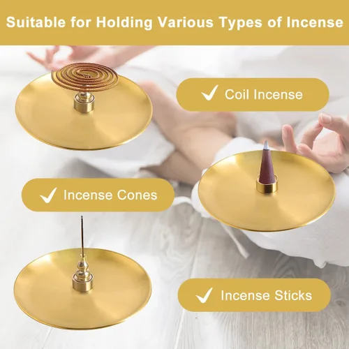 Miniatura 3 de 2 quemadores de incienso 5 en 1, soporte de incienso de 5.5 pulgadas, soporte de incienso de latón para varillas de incienso, conos de incienso