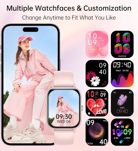 Miniatura 6 de Reloj inteligente para mujeres y hombres (respuesta/hacer llamadas), monitor de fitness, pantalla HD de 1.83 pulgadas con monitor de frecuencia