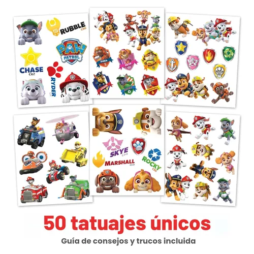 Miniatura 2 de Tatuajes temporales de Paw Patrol para niños (paquete de 50). Fabricado en los Estados Unidos con tinta segura certificada. Kit de suministros