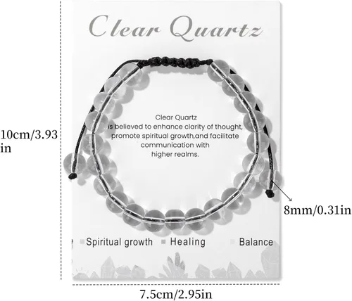 Miniatura 57 de Pulsera de cristal curativo para mujer de 0.315 in, pulsera de cuentas de cristal natural ajustable hecha a mano, joyería curativa, regalo