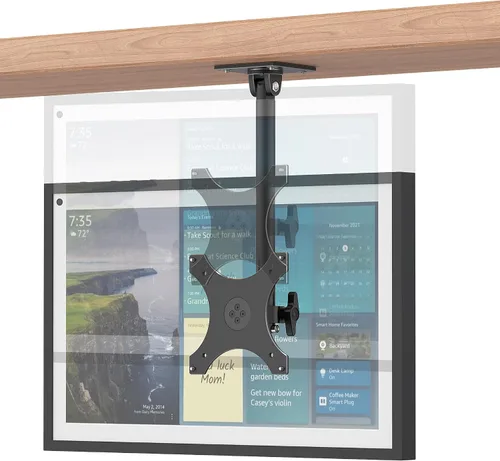 Soporte para debajo del gabinete de cocina compatible con Echo Show 15, altura ajustable, soporte giratorio de inclinación giratoria, hacia adelante