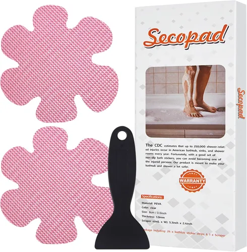 Miniatura 13 de Secopad Calcomanías para bañera antideslizantes, 24 piezas de peldaños de ducha de seguridad con raspado premium (azul)
