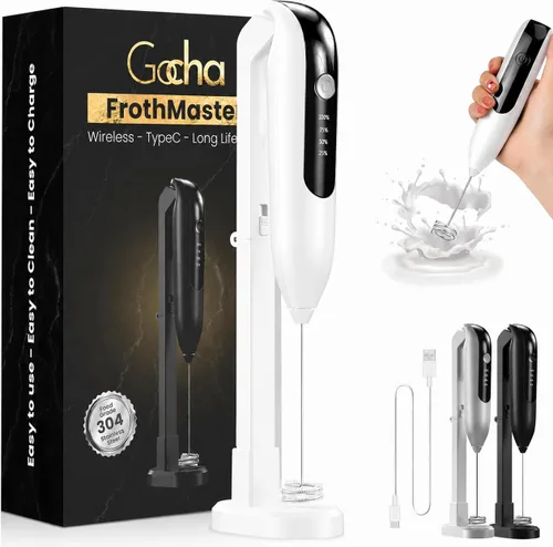 Miniatura 11 de GOCHA Espumador de leche recargable, espumador de leche eléctrico USB-C de mano, batidor de doble resorte, máquina de espuma de 2 velocidades