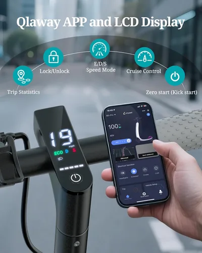 Miniatura 5 de Qlaway Electric Scooter for Adults, 350W/500W Motor, 16-22 Miles Range, 8.5"/10" Solid Tires, Dual Braking & Suspension, Folding Portable Commuting