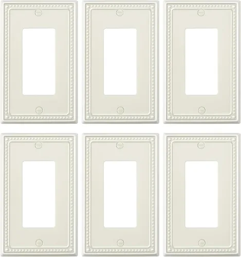 Miniatura 73 de Paquete de 4 placas de cubierta para interruptor de luz de palanca individual, cubiertas decorativas de perlas, placa de pared de metal almendra