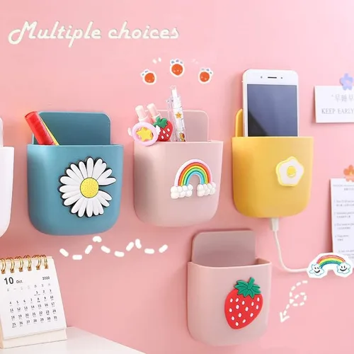 Miniatura 3 de 2 soportes para control remoto, lindo soporte para bolígrafo para pared, soporte para lápices rosa para pared, organizador de bolígrafos para pared