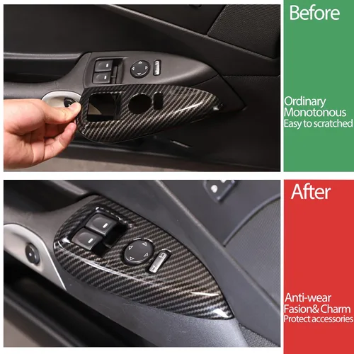 Miniatura 2 de Cubierta para interruptor de elevación de ventana compatible con Chevy Corvette C6 2005-2013, puerta de automóvil, ventana de vidrio, panel de botón