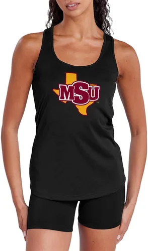 Miniatura 387 de Camiseta deportiva sin mangas oficial de NCAA Collegiate para mujer, con espalda cruzada, colección con logotipo primario