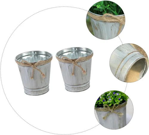 Miniatura 3 de Cabilock Jarrón de metal de hierro Shabby Chic jarrón vintage galvanizado de riego mini jarra de leche jarra de leche rústico contenedor contenedor