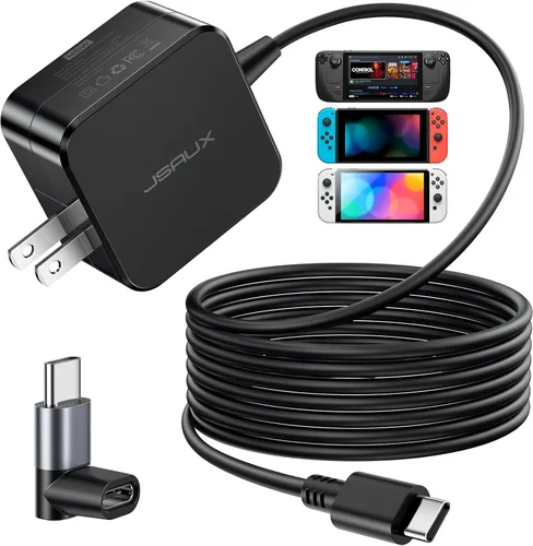 Miniatura 9 de JSAUX Cargador USB C de 45 W para Steam Deck/OLED, cable de 5 pies tipo C PD 3.0 de 45 vatios de carga rápida compatible con Steam Deck