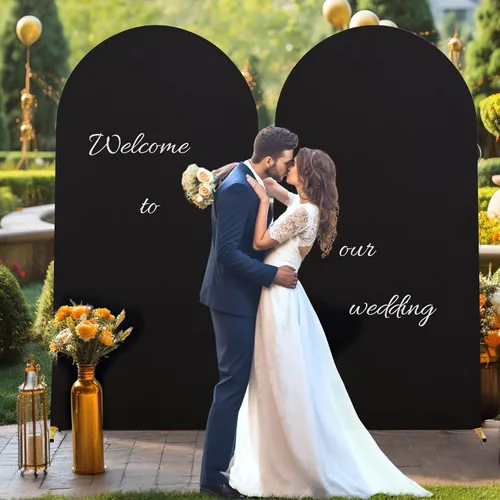 Miniatura 6 de Cubierta de Fondo de Arco Negro, Cubierta de Arco Ajustada de Spandex de 6 Pies para Arco de Boda Chiara Elástica de Arco de Fondo Redonda