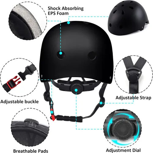 Miniatura 3 de Casco de bicicleta para niños pequeños, 2 tamaños ajustables, para niños y niñas, multideporte, ajustable, para scooter, bicicleta, monopatín