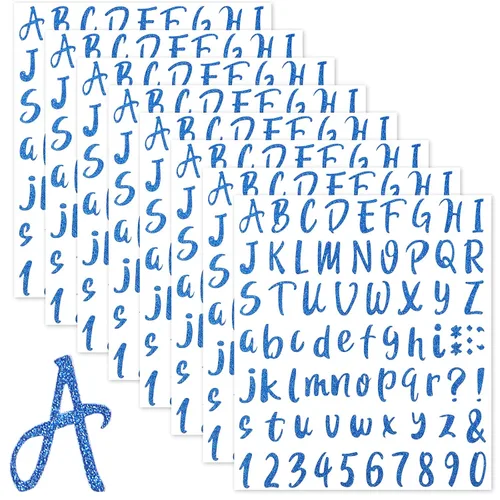 Miniatura 15 de 576 piezas de 8 hojas de calcomanías de letras de graduación, letras de vinilo autoadhesivas, calcomanías de números del alfabeto, calcomanías