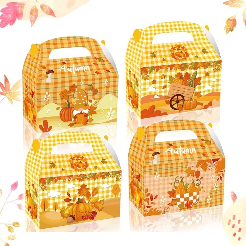 Miniatura 9 de 12 bolsas de regalo de otoño para fiesta de Acción de Gracias, hojas de arce naranja de otoño, bolsas de comestibles, bolsas de papel de Acción