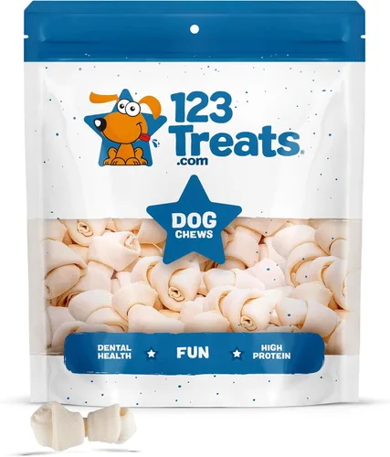 Miniatura 11 de 123 Treats Huesos masticables de cuero crudo para perros de 3-4 pulgadas (50 unidades) Huesos de perro de cuero crudo de alta calidad Ganado
