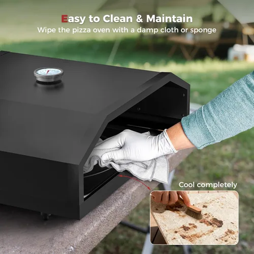 Miniatura 7 de CAMPLUX Horno de pizza de 17 pulgadas para parrilla con bolsa de almacenamiento y piedra de cordierita de 14.8 x 13 pulgadas, termómetro integrado
