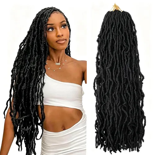 Miniatura 22 de 6 Paquetes Soft Locs Cabello de Ganchillo Pre Looped Faux Locs Trenzas de Ganchillo Goddess Locs Dreadlocs Cabello Sintético Para Mujeres Negras 1b