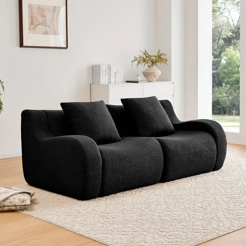 Miniatura 4 de Sofás de peluche sin hueso para sala de estar, juego de sofá modular negro con asiento profundo, sofá de gran tamaño, sofás para sala, cómodos sofás