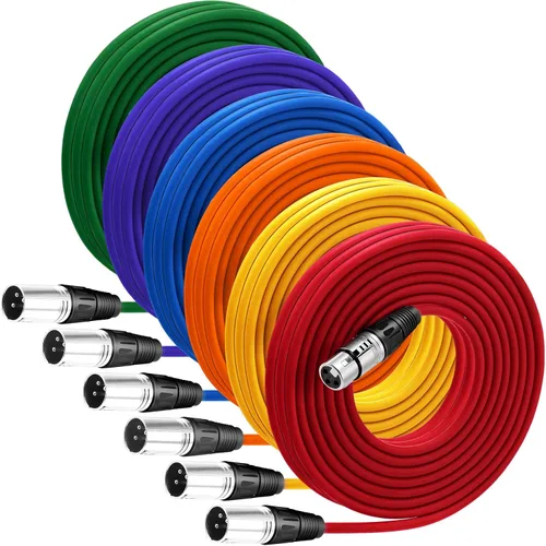 Miniatura 9 de Copkim Paquete de 10 cables XLR brillantes de 6 pies, 3 pines, cable de micrófono XLR equilibrado a macho a hembra para micrófono, mezclador