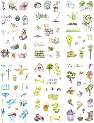 Miniatura 4 de Juego de calcomanías kawaii con diseño de flor de cerezo rosa, herramienta de jardinería para el hogar, lindas flores, plantas suculentas, cactus