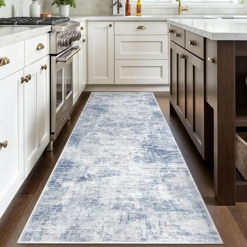 Miniatura 230 de IOHOUZE Alfombra abstracta lavable de 3 x 12 pies para pasillos, antideslizante para cocina, camino de entrada de lana sintética para interiores
