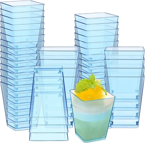 Miniatura 8 de Mifoci 50 tazas de plástico de 5 onzas para postre de color rosa para fiestas, mini tazones cuadrados desechables para postre, cuencos de parfait