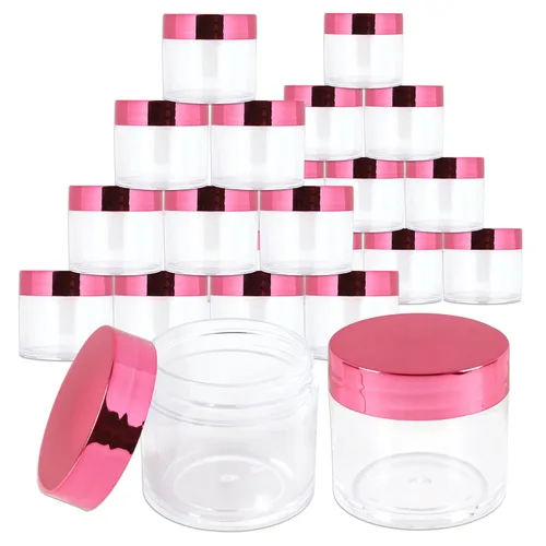 Miniatura 22 de Beauticom 1.06 oz/1.0 fl oz (1 fl. oz.) Tarros de plástico transparente de doble pared a prueba de fugas con tapas superiores planas para cremas, Oro