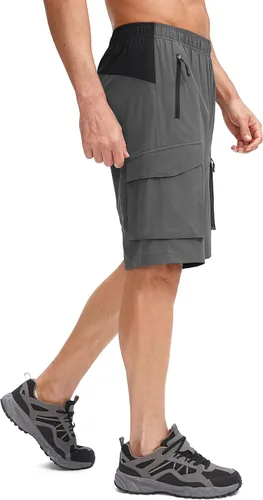 Miniatura 2 de Bikewa Pantalones cortos de ciclismo de montaña para hombre, con acolchado 3D, ajuste holgado, con bolsillos con cremallera